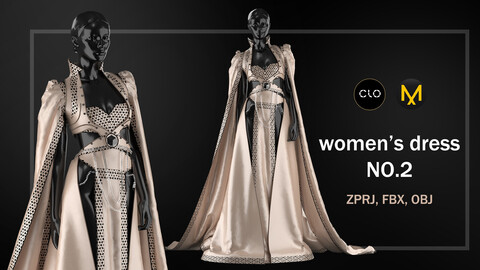 women's dress NO.2/clo3d/zprj/obj/fbx