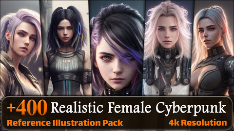 400 Realistic Female Cyberpunk Reference Pack | 4K | v.1