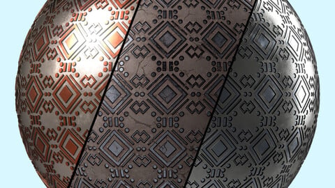 Metal Materials 27- Ornament Metal panels |Pbr | 4k | Seamless