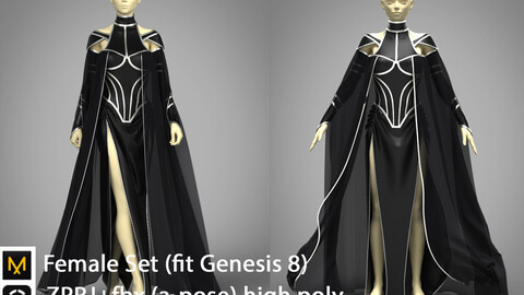 Female Set Clo3d Marvelous designer High poly (Fit Genesis 8)