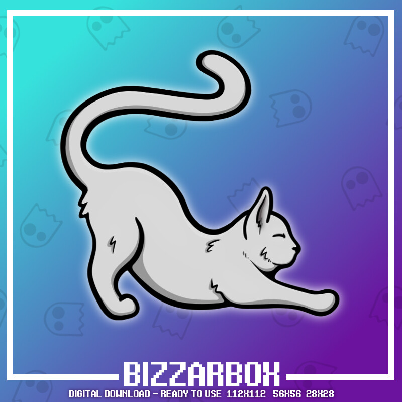 ArtStation Twitch Emote Stretch White Cat Artworks