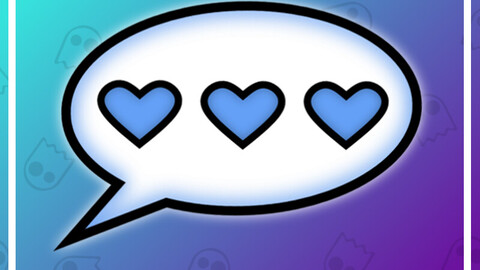 Twitch Emote: Chat Bubble Blue Hearts