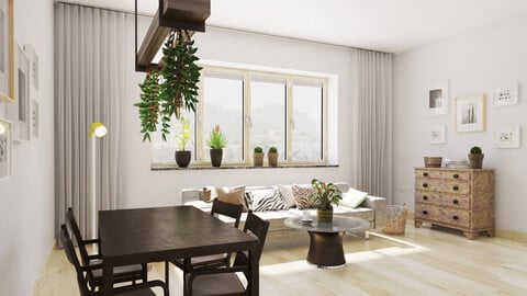 living room interior scene 3d model