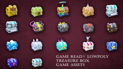 17 3D Lowpoly Treasure Chest Pack (Game Ready Asset)