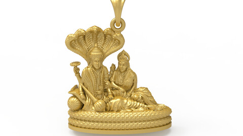 Laxminarayan Pendant | lakshminarayana CAD file | Indain God Laxminarayana | Narayana with Laxmi | laxminarayan 3D print model
