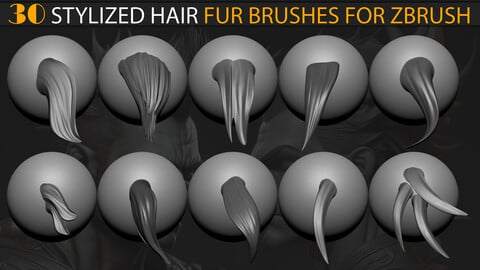 30 Stylized Hair (Fur) VDM Brushes for Zbrush V-02