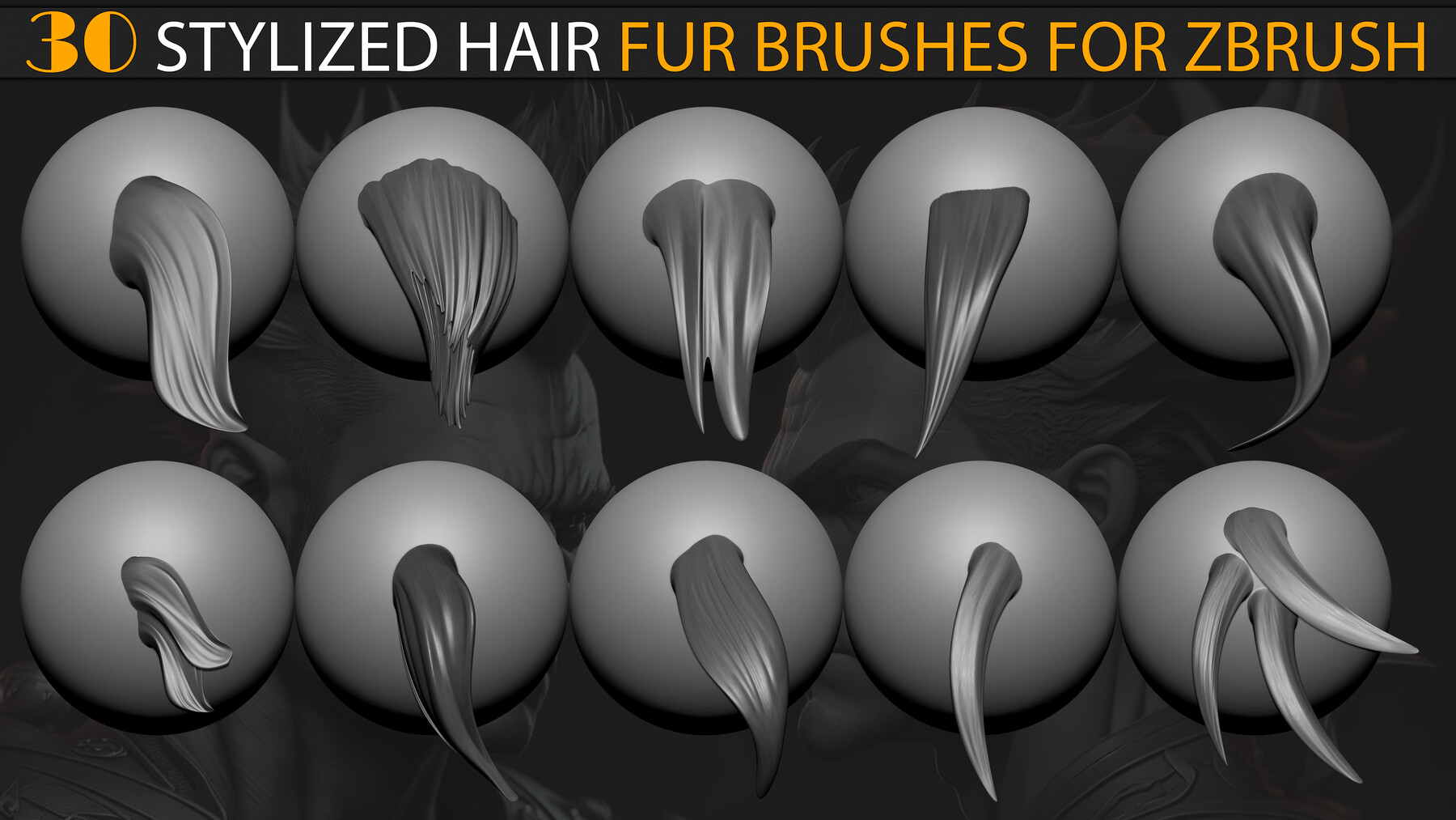 ArtStation - 30 Stylized Hair (Fur) VDM Brushes for Zbrush V-02 | Brushes