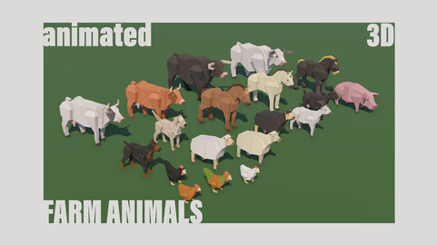 ANIMATED 3D LOW POLY - Farm Animal Pack