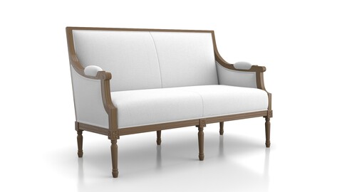 French Settee in Vintage Linen