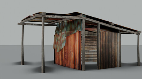 Rusted farm house low poly