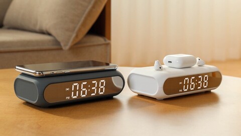 4 kinds of LED desk clocks with wireless charging mood light