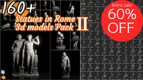 160+ Famous Statues in Rome 3d models Pack Ⅱ