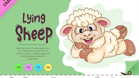 ArtStation - Lying Cartoon Sheep. Clipart. | Artworks