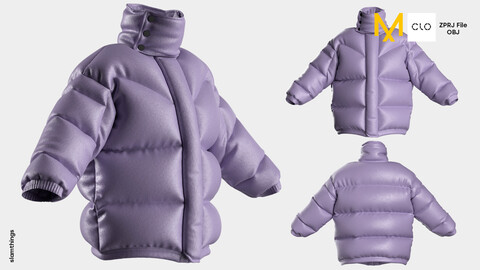 Streetwear Puffer Jacket #032 - Clo 3D / Marvelous Designer + OBJ / DIGITAL FASHION / HYPEBEAST / FUTURE FASHION