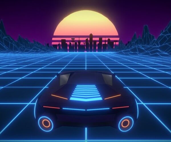 ArtStation - Synthwave Race Towards The 80s - Animated Scene | Resources