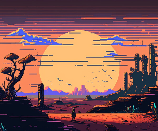 ArtStation - Cyberpunk pixel art 16 bit Plains landscapes | Artworks