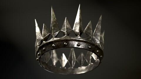 Old Medieval Dark Crown Low-poly, game-ready
