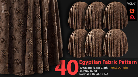 40 Tileable Ancient Fabric Pattern (Egyptian) - VOL 01