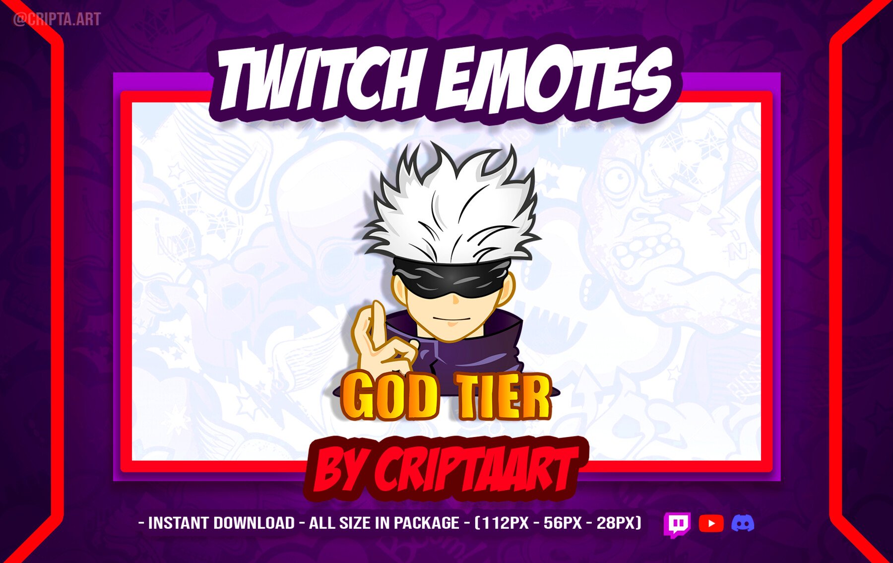 Artstation Twitch Emote Satoru Gojo Emote Anime Emote God Tier