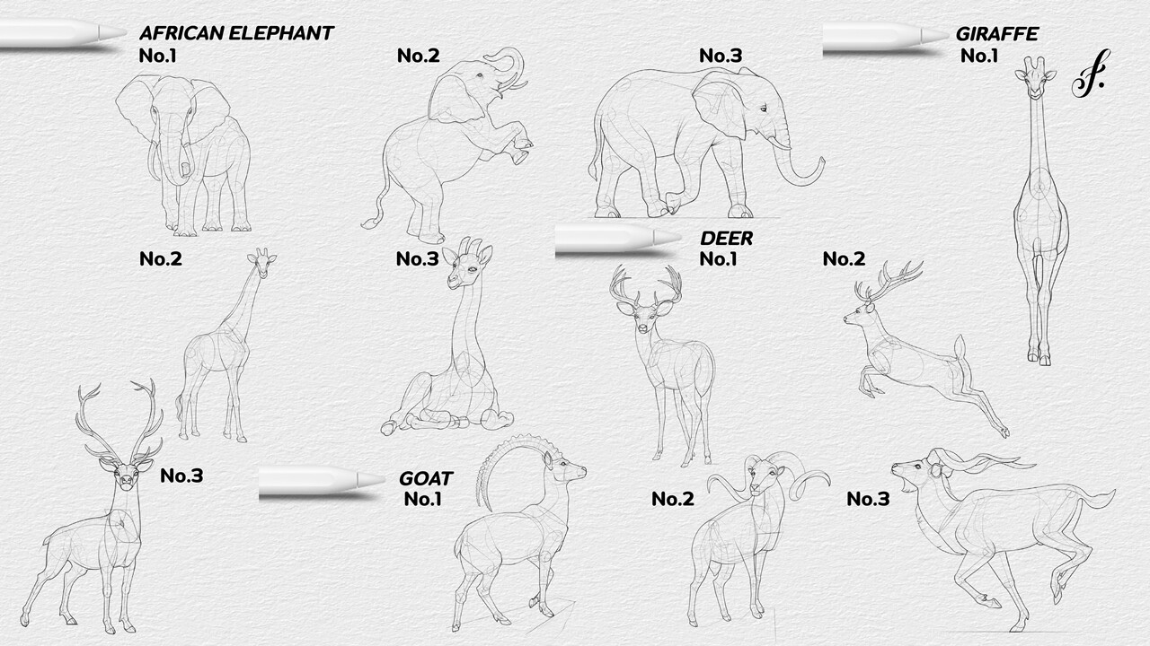 ArtStation Procreate Animal Stamps 95 Procreate Animal Brushes