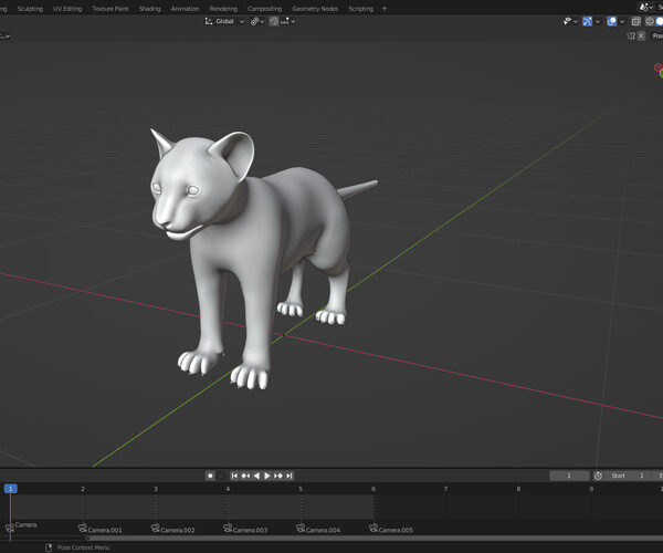 ArtStation - Fur Tiger Cub Rigged and Animated in Blender | Game Assets