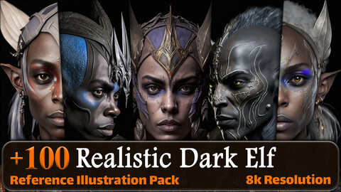 100 Realistic Dark Elf Reference Pack | 8K | v.1