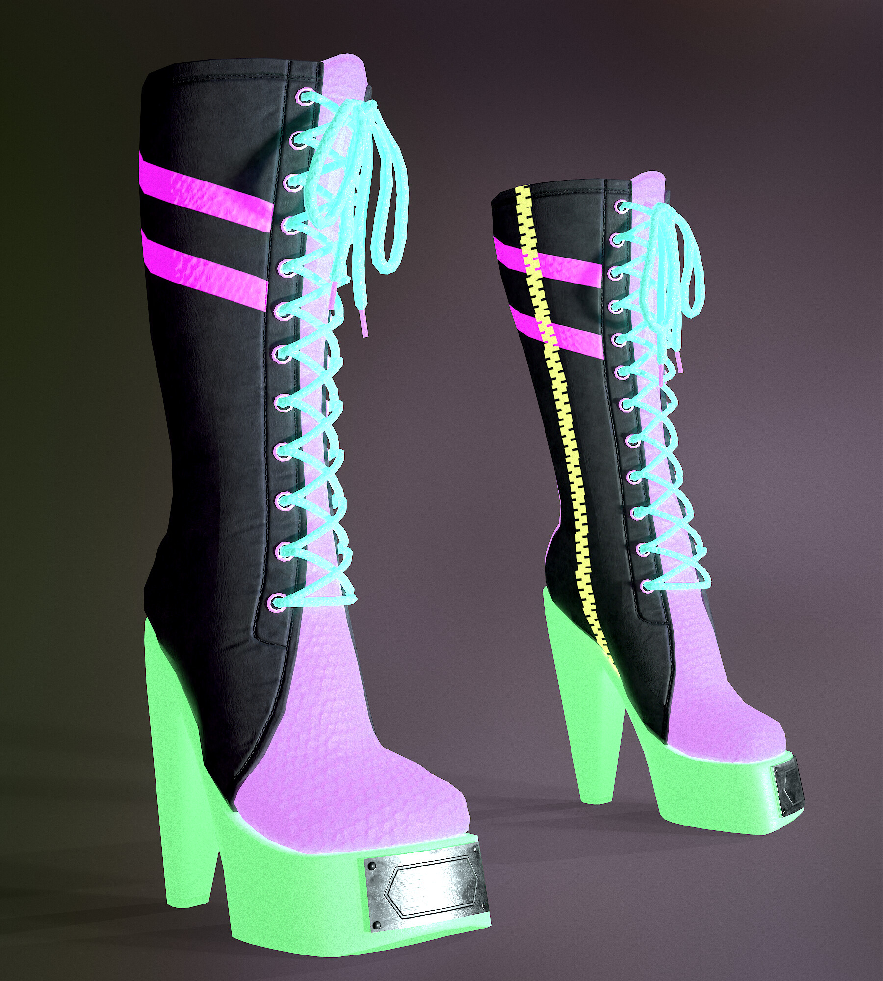 ArtStation - Rock Boots Hight Ankle Platform - 8 Different colors ...