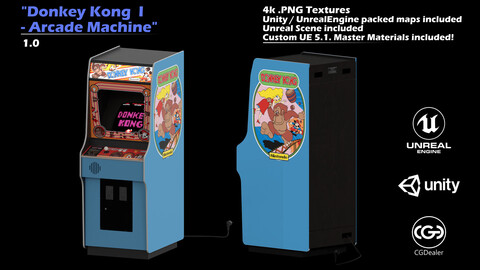 Donkey Kong I - Original - Classic Arcade Machine -   3D Asset for Game /Film