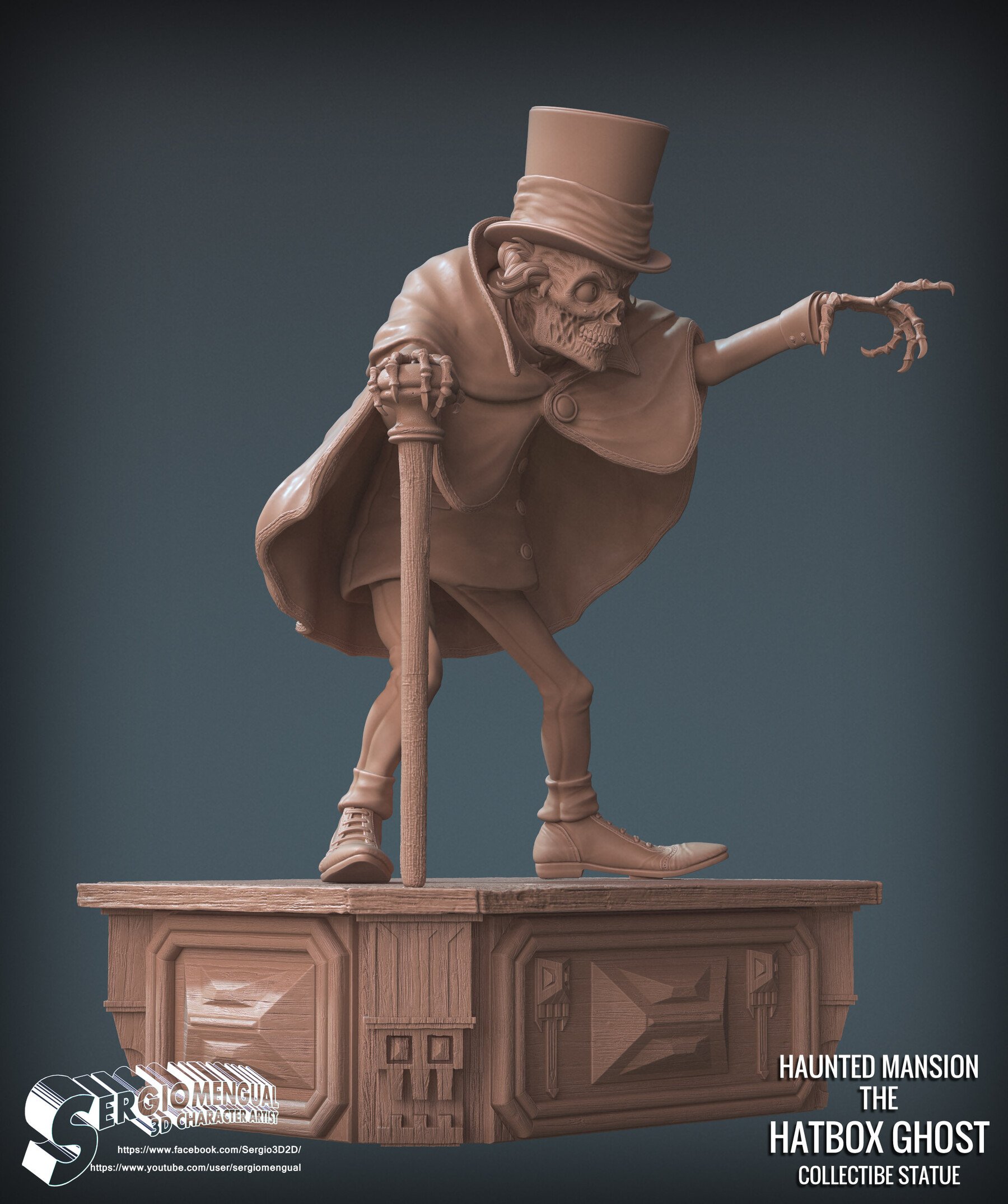 Haunted Mansion Hatbox Ghost Maquette 3D model 3D printable