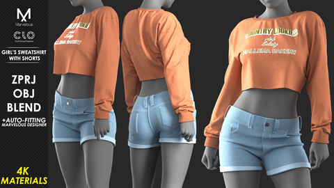 Girl’s Sweatshirt with Shorts - Marvelous / CLO Project file