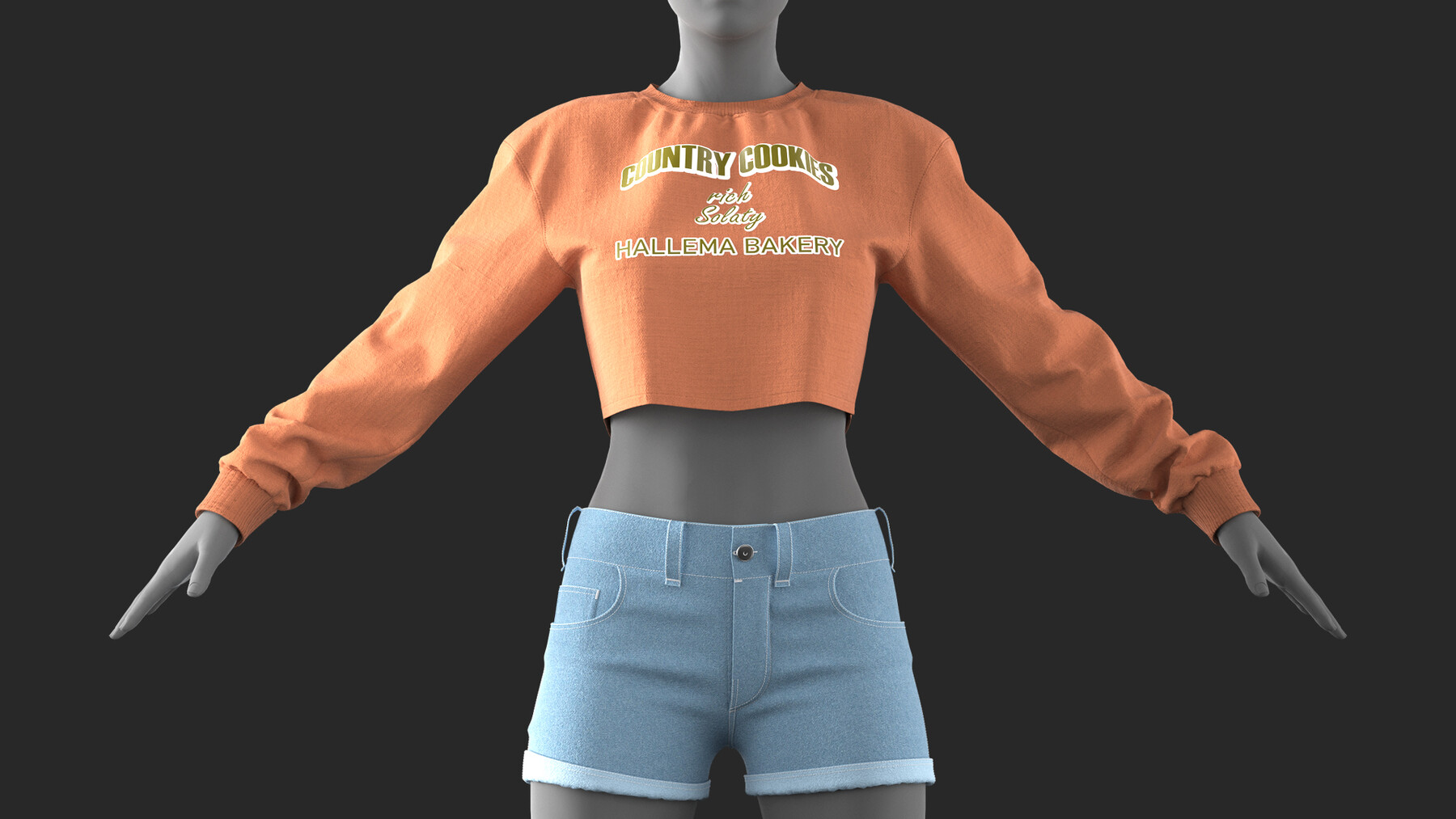 ArtStation - Girl’s Sweatshirt with Shorts - Marvelous / CLO Project ...