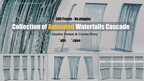 collection of Animated tall waterfall Fountains cascade