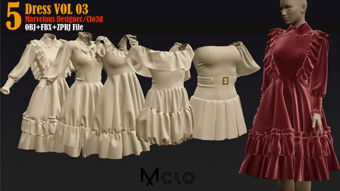 5 Dress_VOL03 (Marvelous/CLO +ZPRJ +OBJ+FBX)
