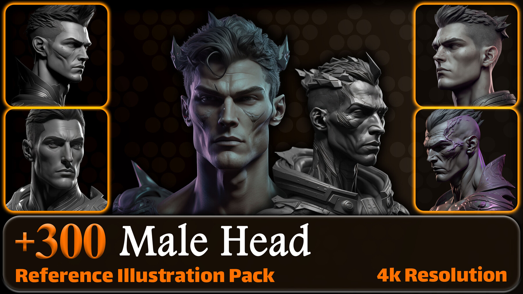 300 Male Head Sculpt - References for Artist