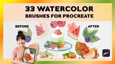 Procreate Brushes Watercolor | 33 Essential Watercolor Brushes Procreate