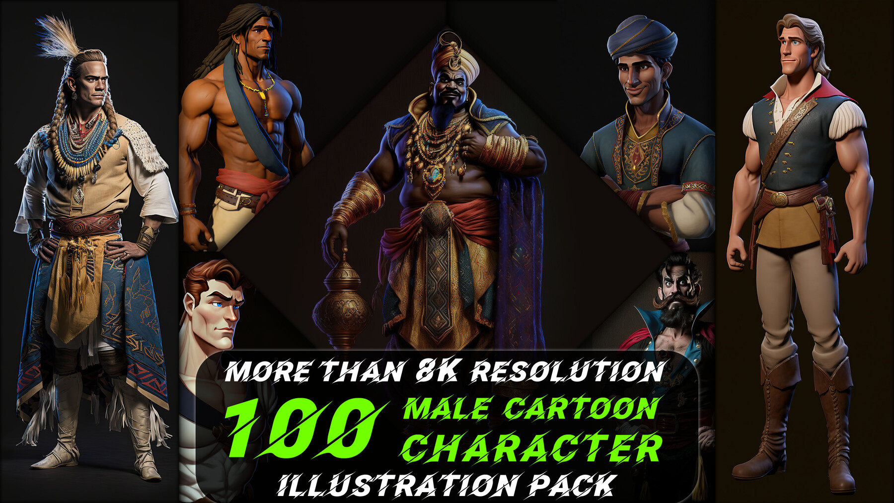 ArtStation 100 Male Cartoon Character Illustration Pack More Than 8K File