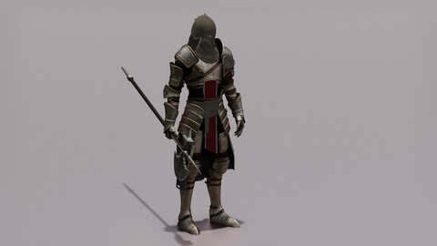 Crusader Character Low poly Game Ready)