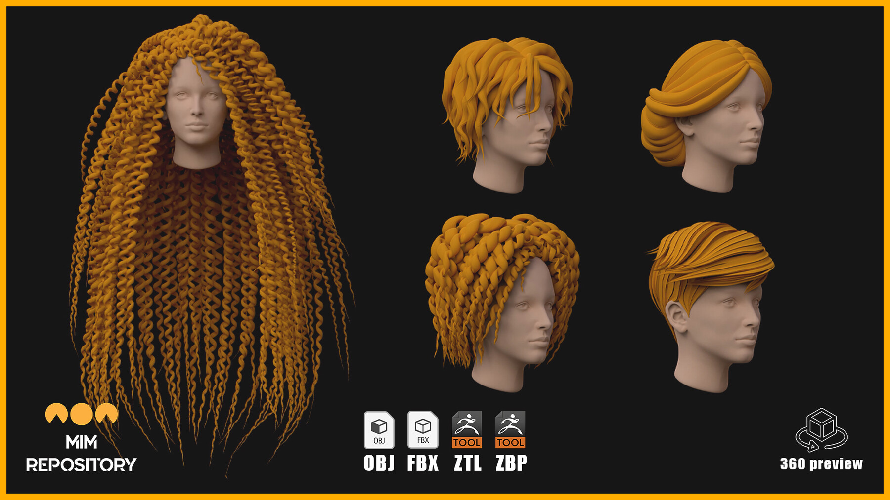 ArtStation - 30 Stylized Hair Base Mesh - VOL 02 | Resources