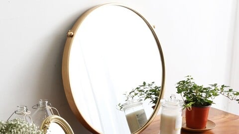 Gold Iron Circular Chain Vanity Wall Mirror