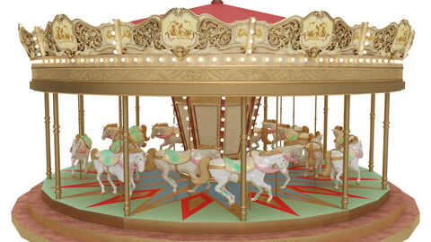 Carousel 3D model and 3d printable extra files