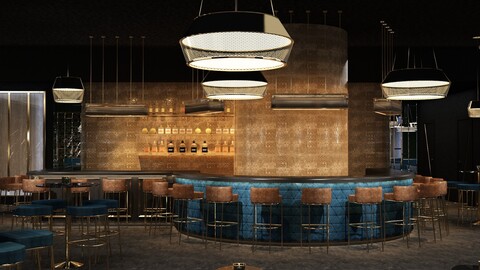 3D Luxury night club bar interior design