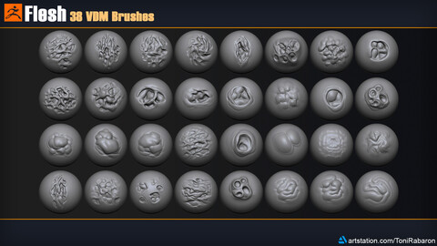 Flesh | 38 VDM Brushes for Zbrush