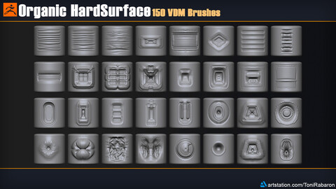 Organic Hardsurface | 150 VDM Brushes for Zbrush