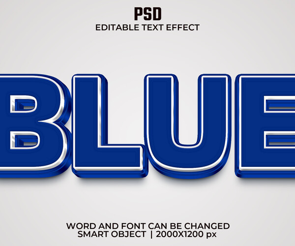 ArtStation - 3D Blue PSD fully editable text effect. Layer style PSD ...