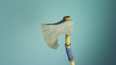 stylized stone axe with textures