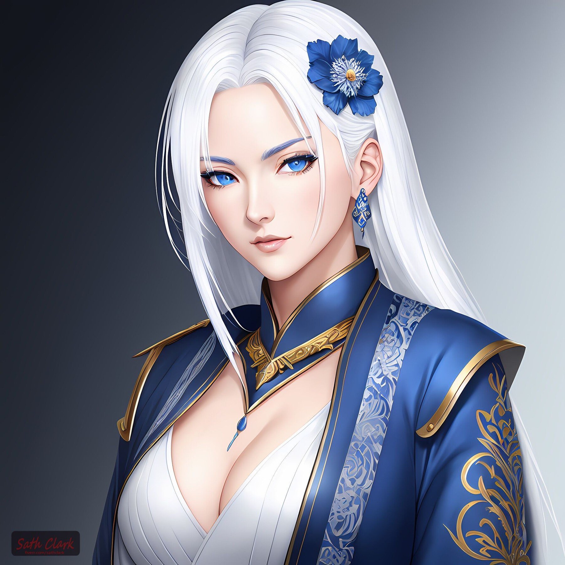 ArtStation - white hair girl character design