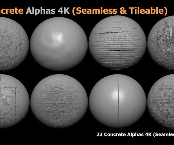 ArtStation - 23 Concrete Alphas 4K (Seamless & Tileable) VOL 14 | Brushes