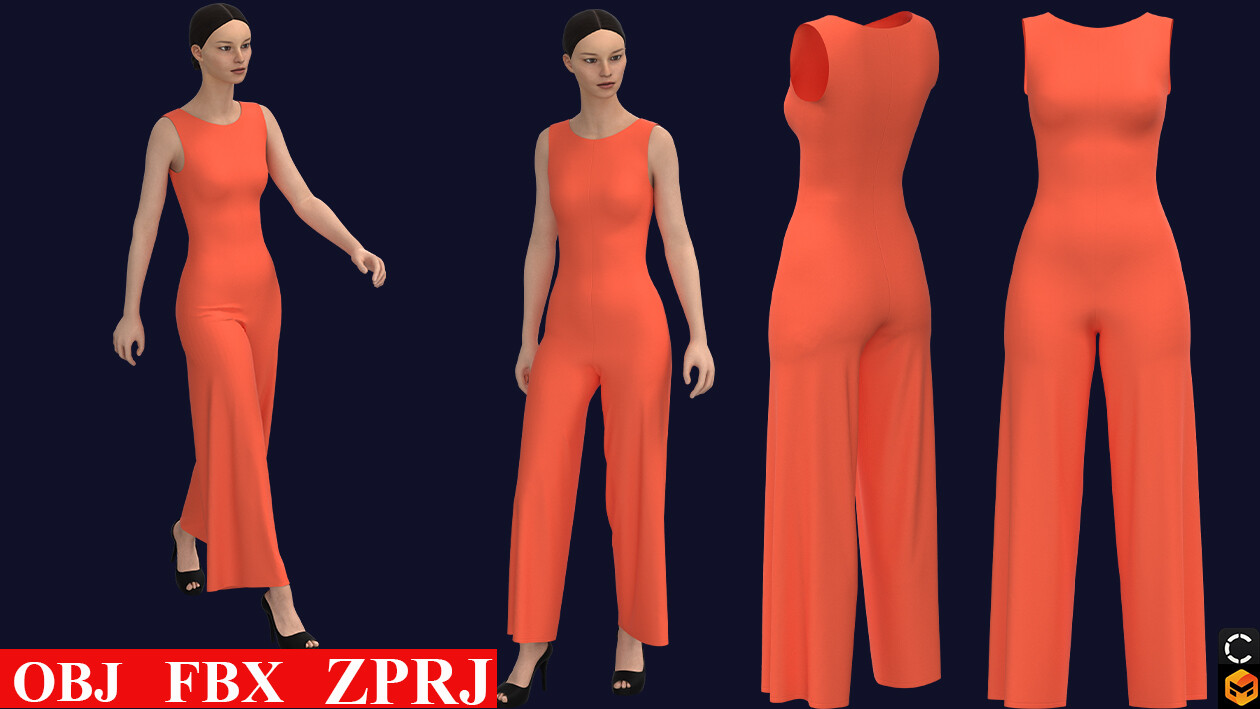 ArtStation - 7 women's Jumpsuit (VOL.01) ZPRJ, FBX, OBJ
