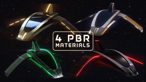 Futuristic low-poly spaceship 4 PBR materials 4k