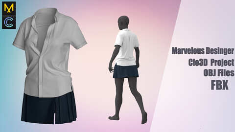 Clothes №169 "Marvelous Designer" /Zprj/ OBJ+FBX #Skirt